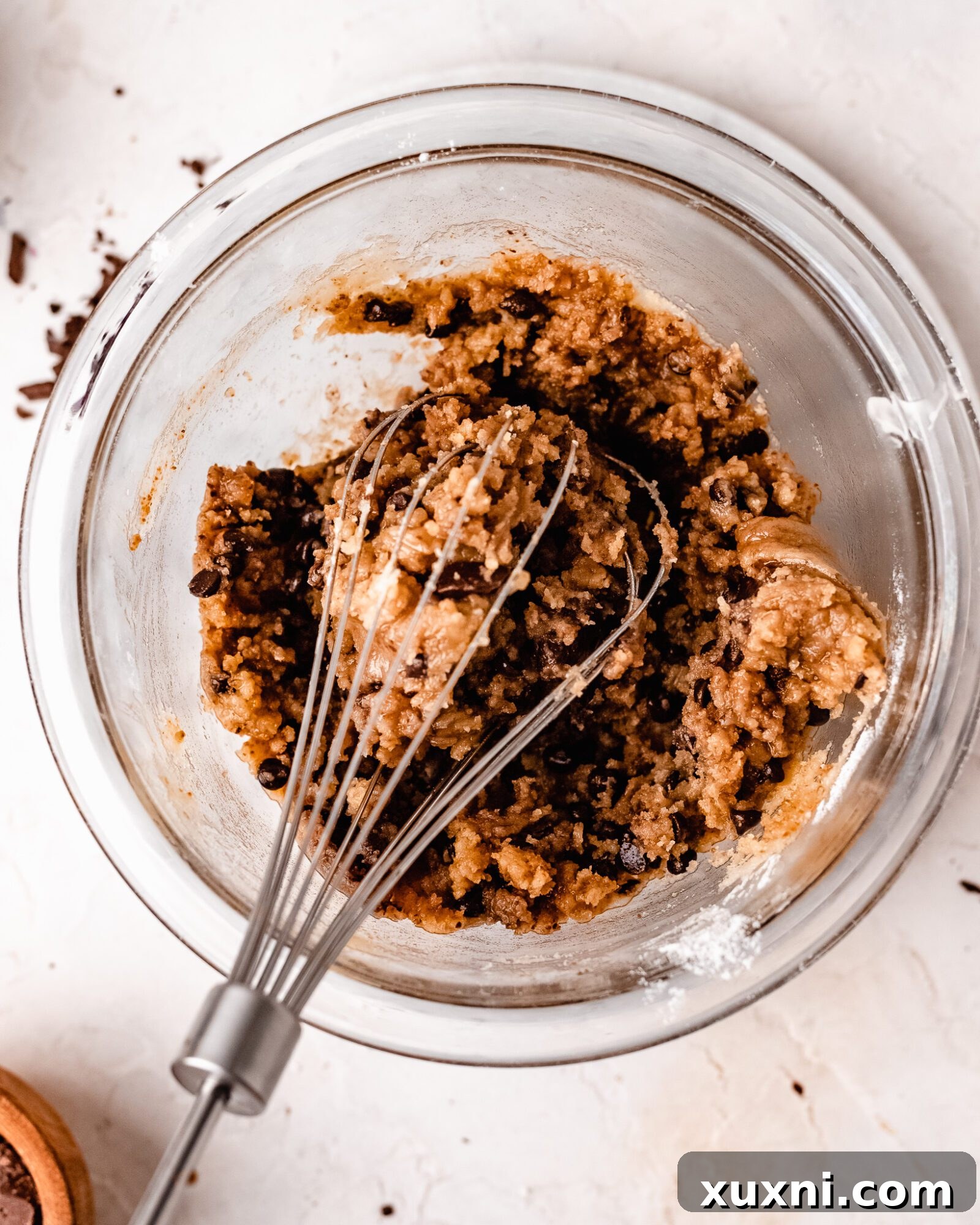 Easy Wholesome Gluten Free Edible Cookie Dough 8 whisking together healthy cookie dough