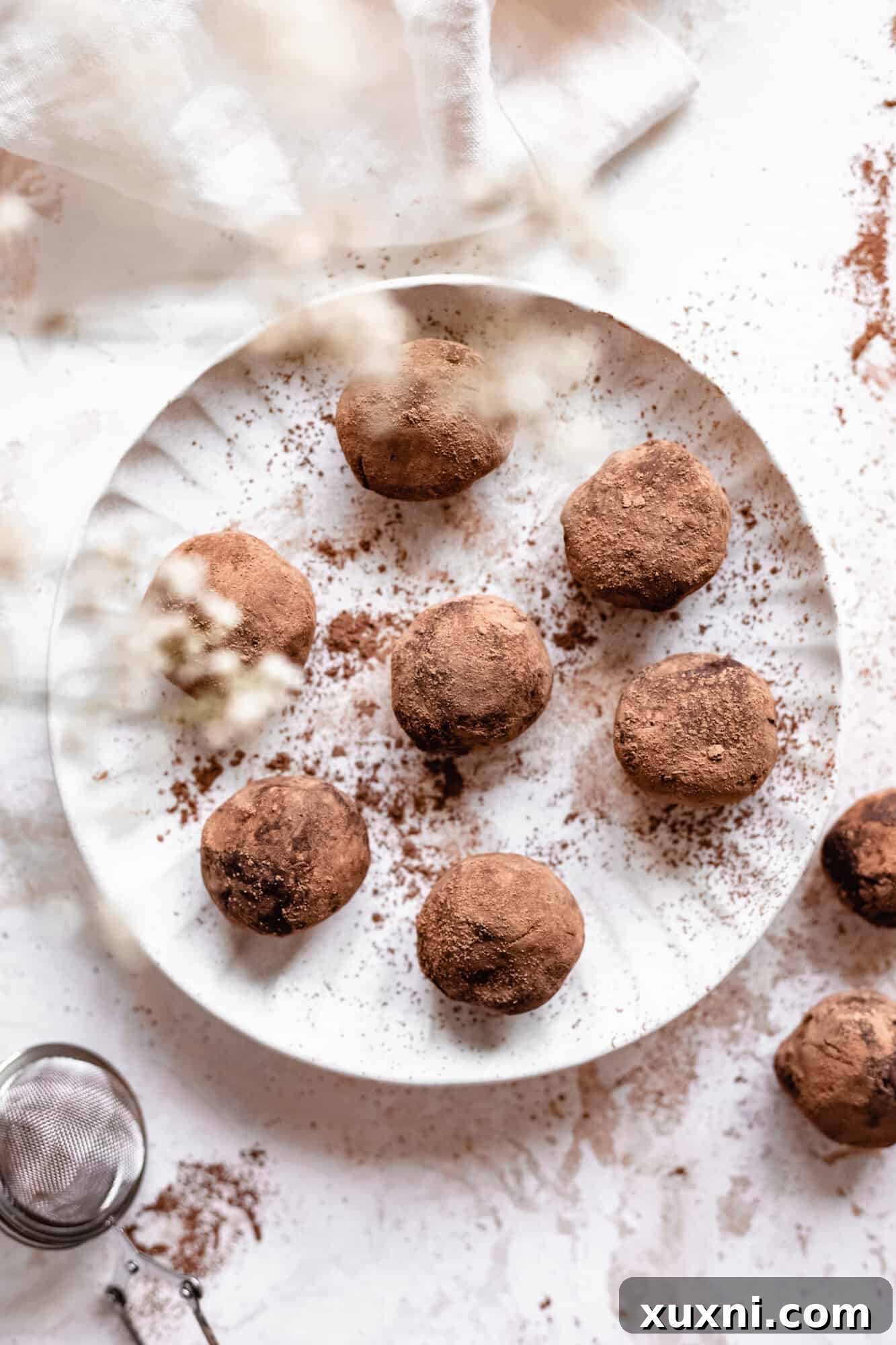 healthy chocolate truffles on plate