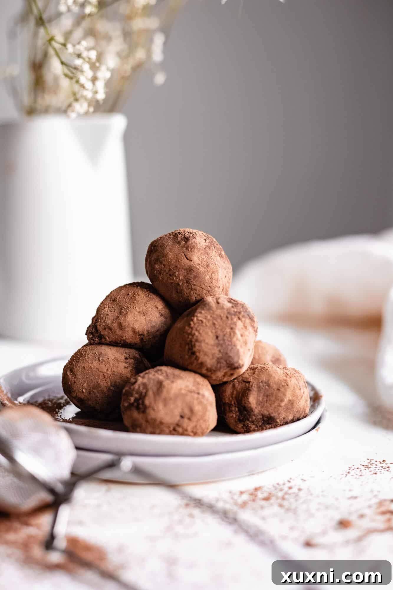 stacked vegan truffles 