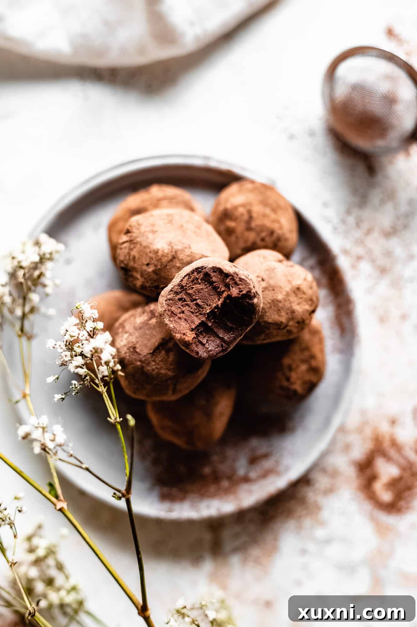 vegan truffles with bite taken out of it