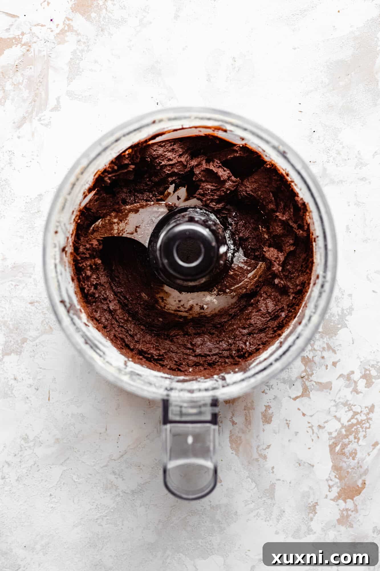 blended truffle batter in food processor