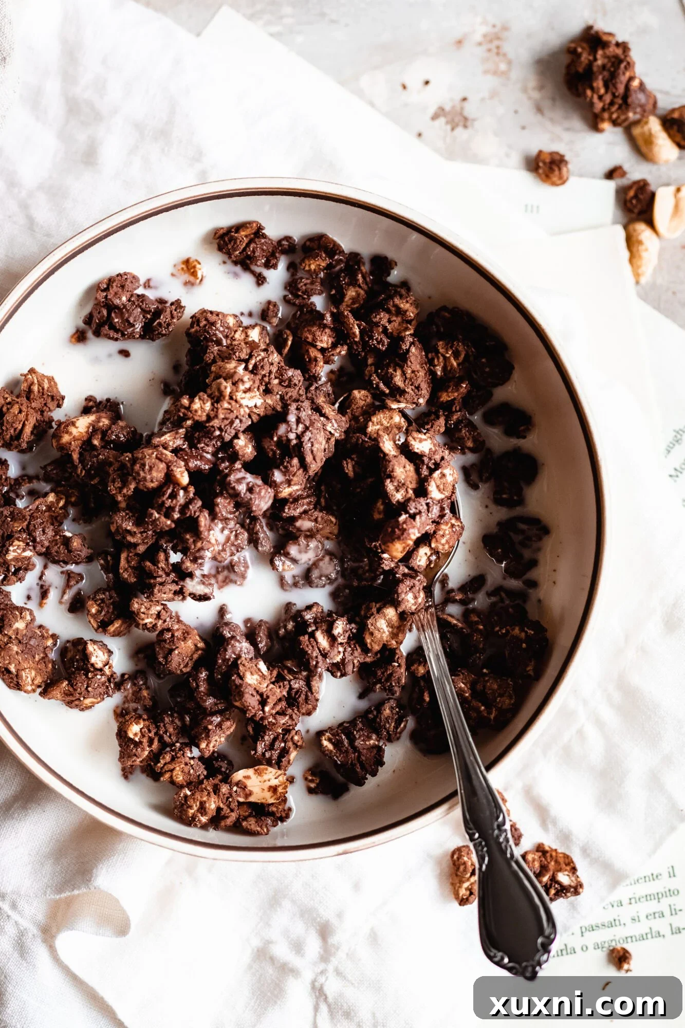 bowl of homemade granola with spoon