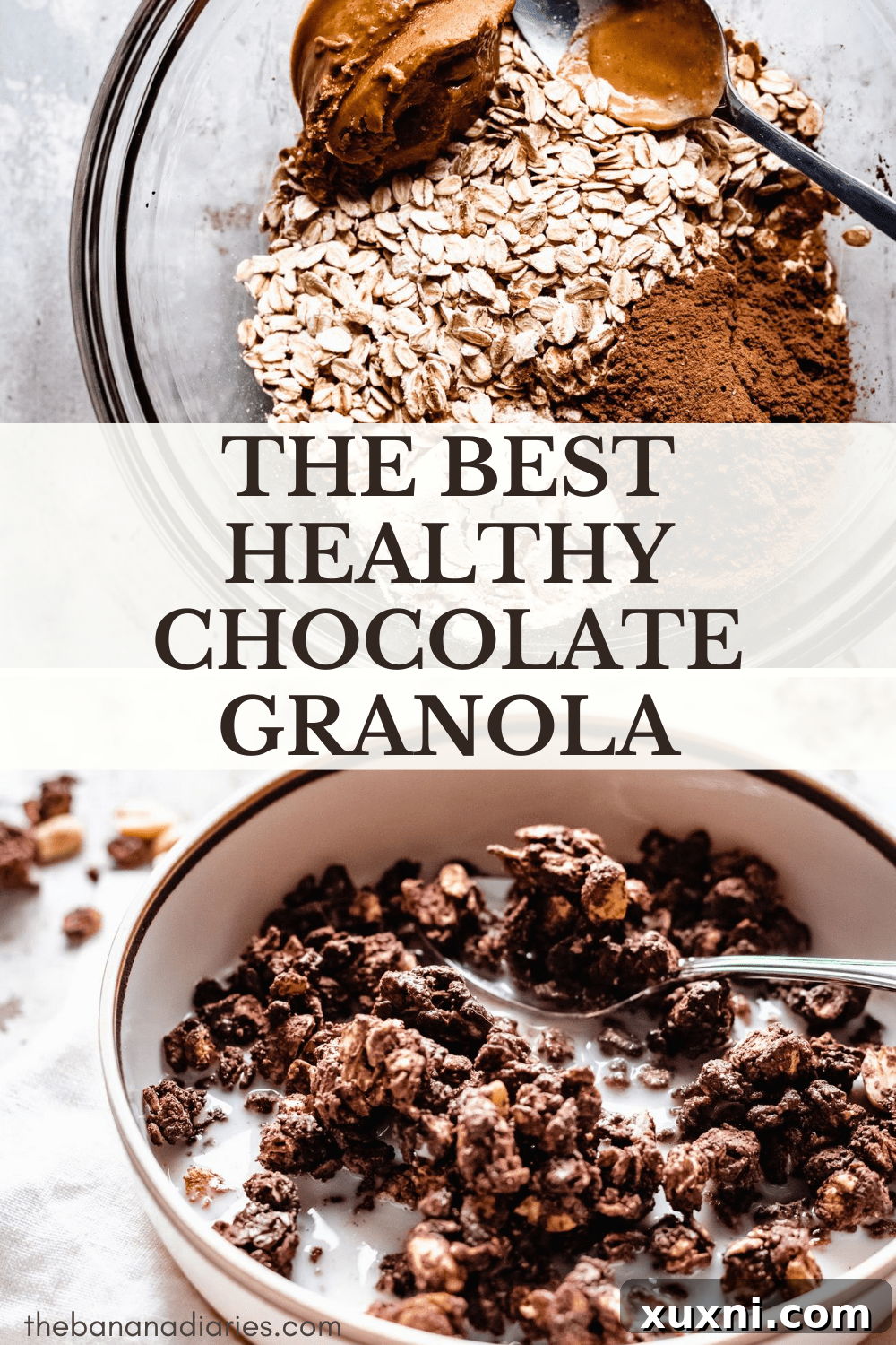 pinterest image for chocolate granola