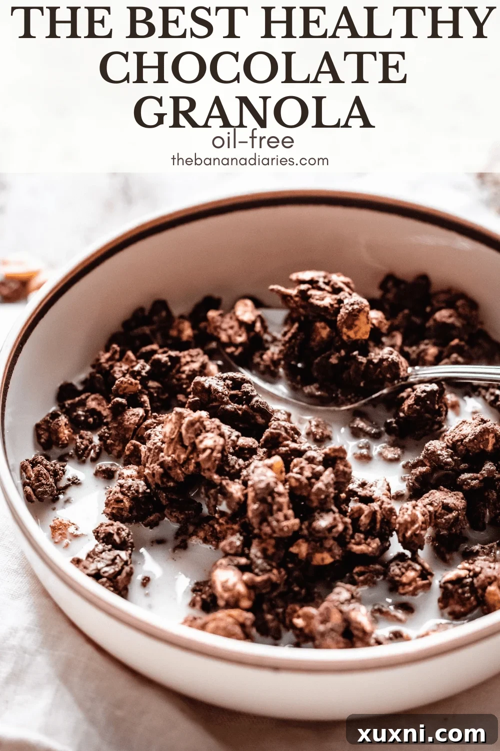 pinterest image for chocolate granola