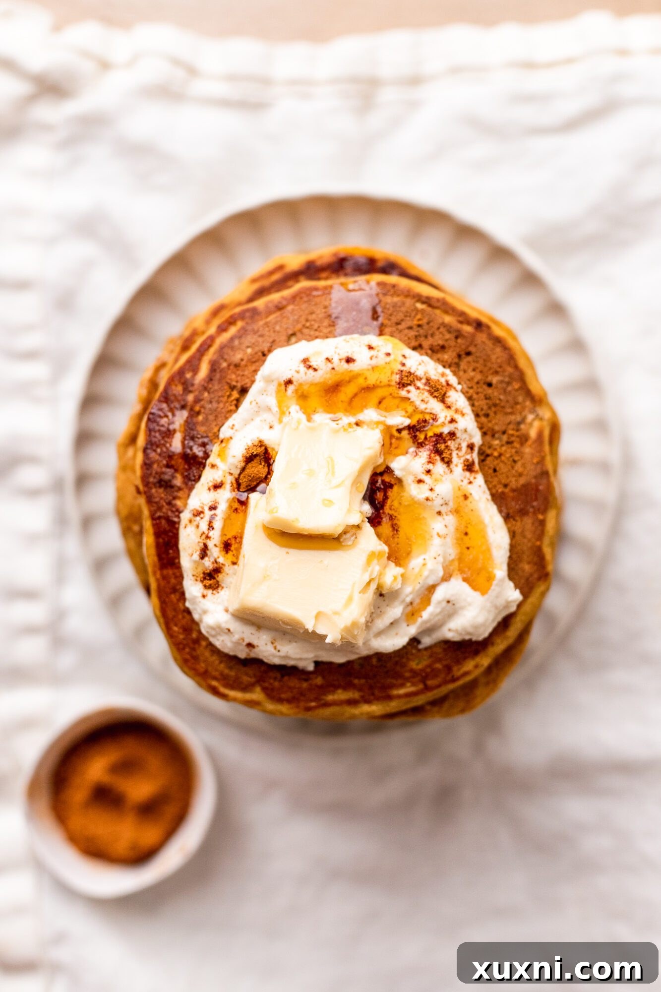plate of vegan pumpkin pancakes