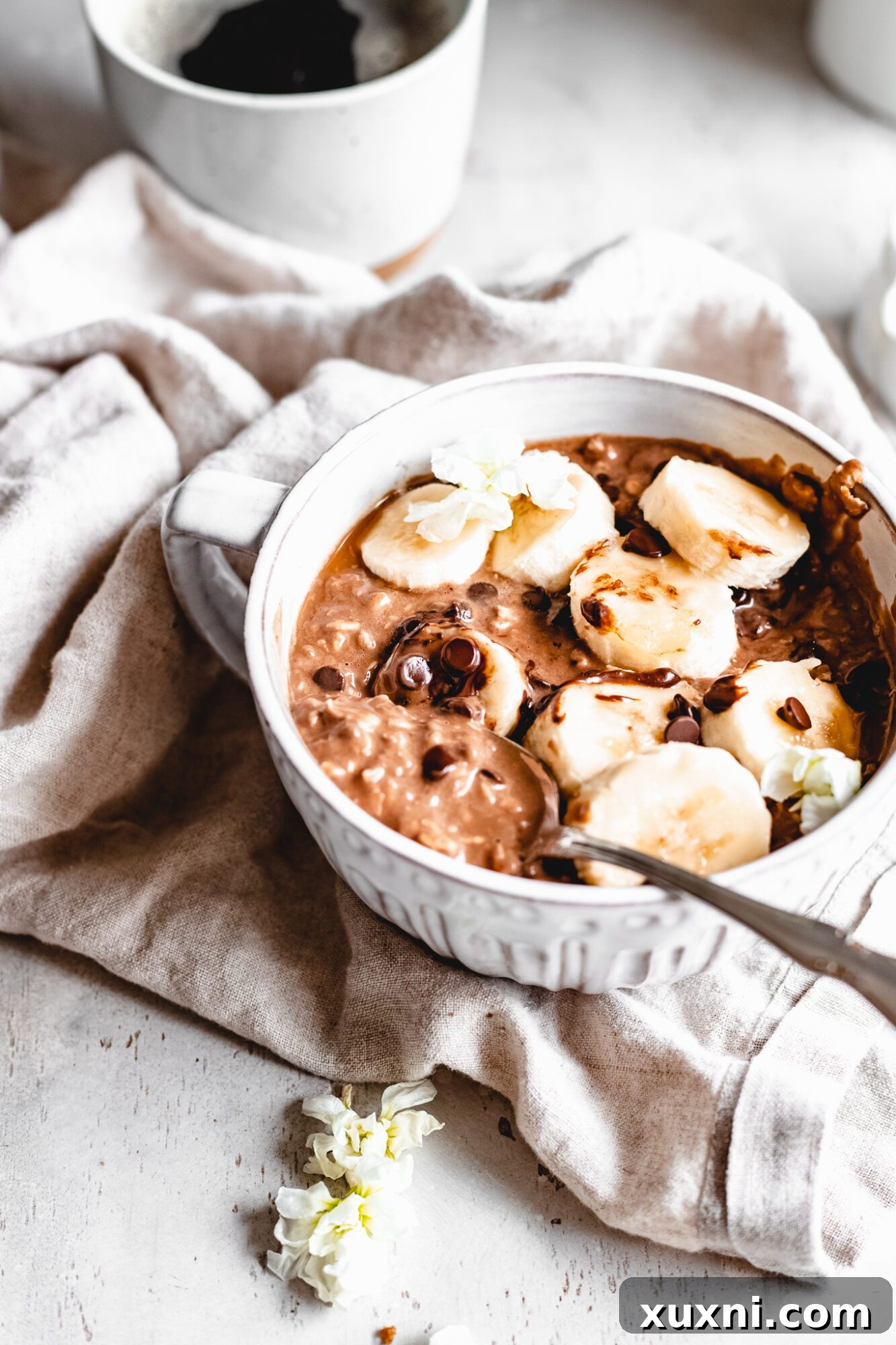 bowl of vegan overnight oats with various toppings