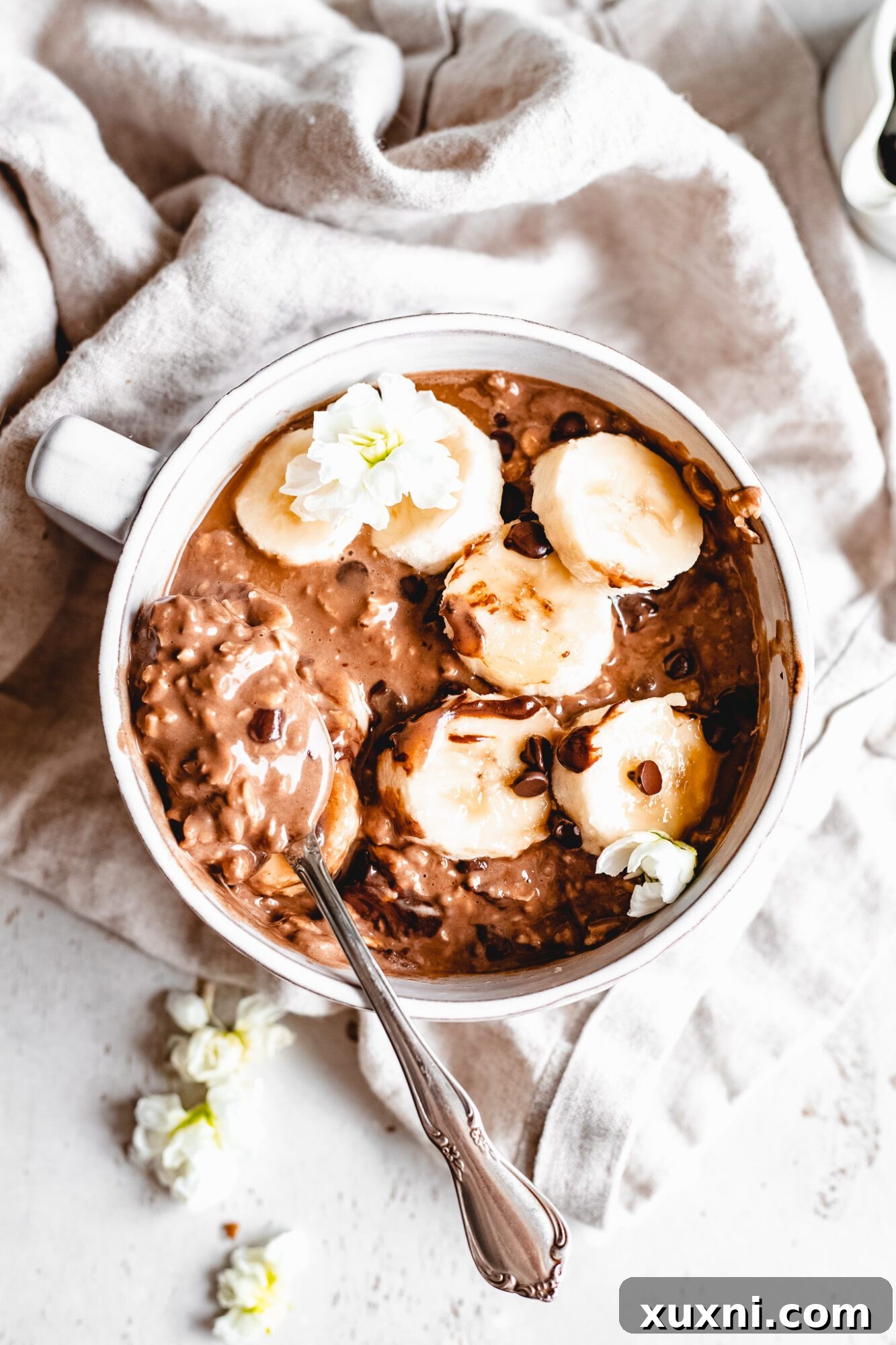 overhead shot of vegan overnight oats in a jar