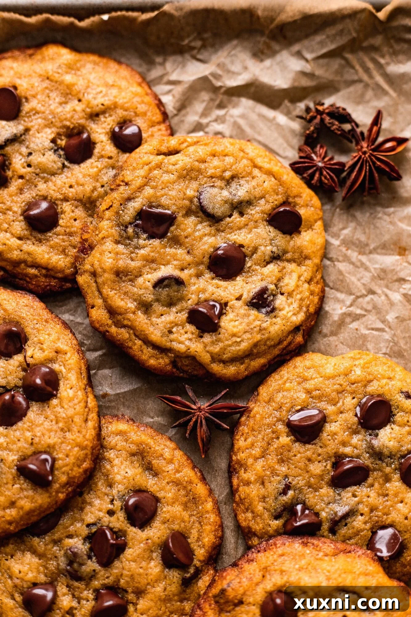 vegan pumpkin cookies on parchment paper