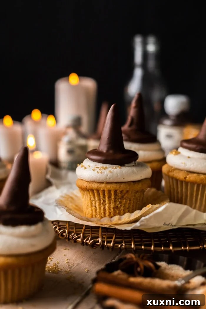 sorting hat cupcakes on a cooling rack