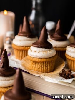 sorting hat cupcakes on a stack of books