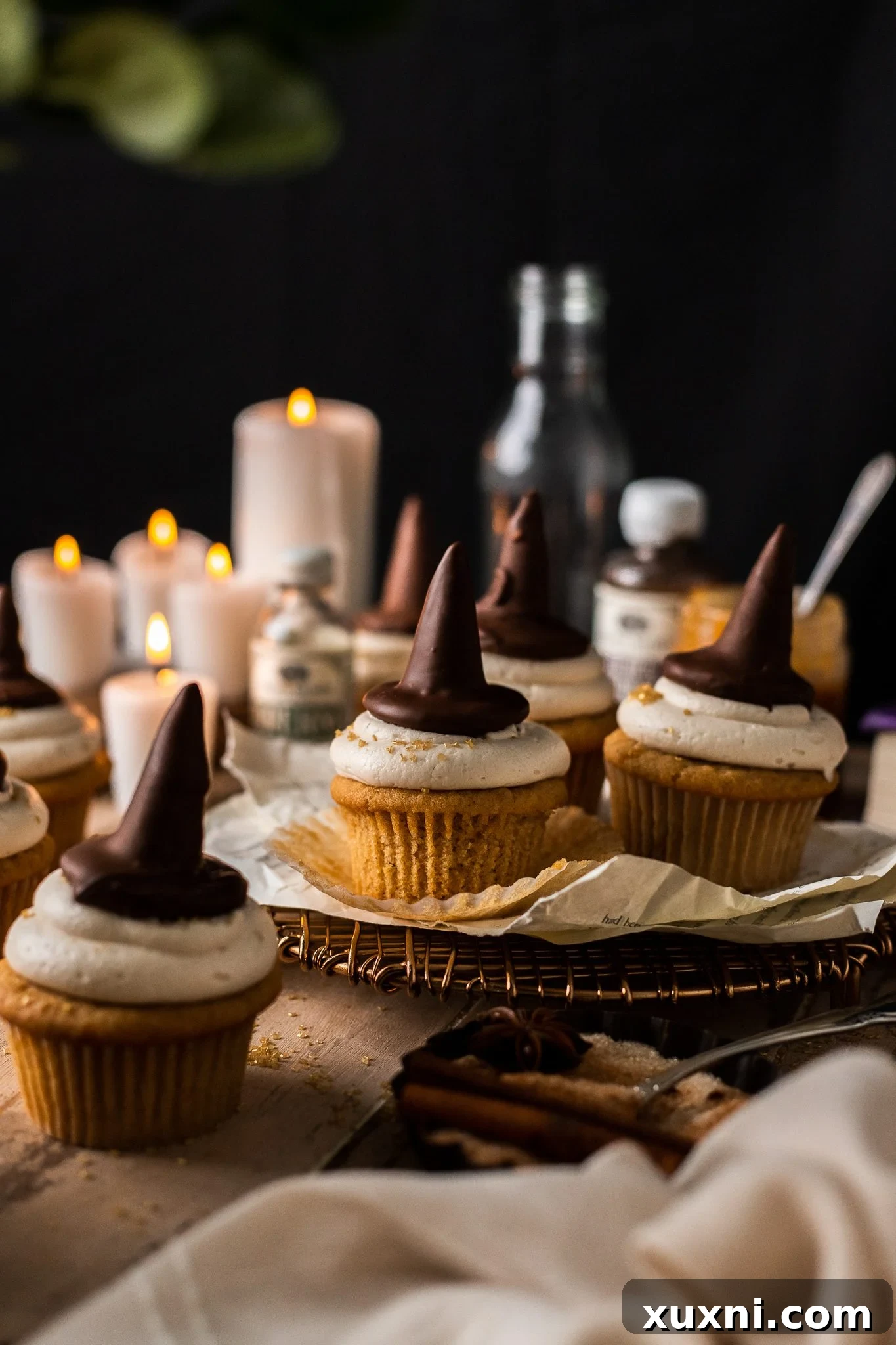 sorting hat cupcakes on cooling rack