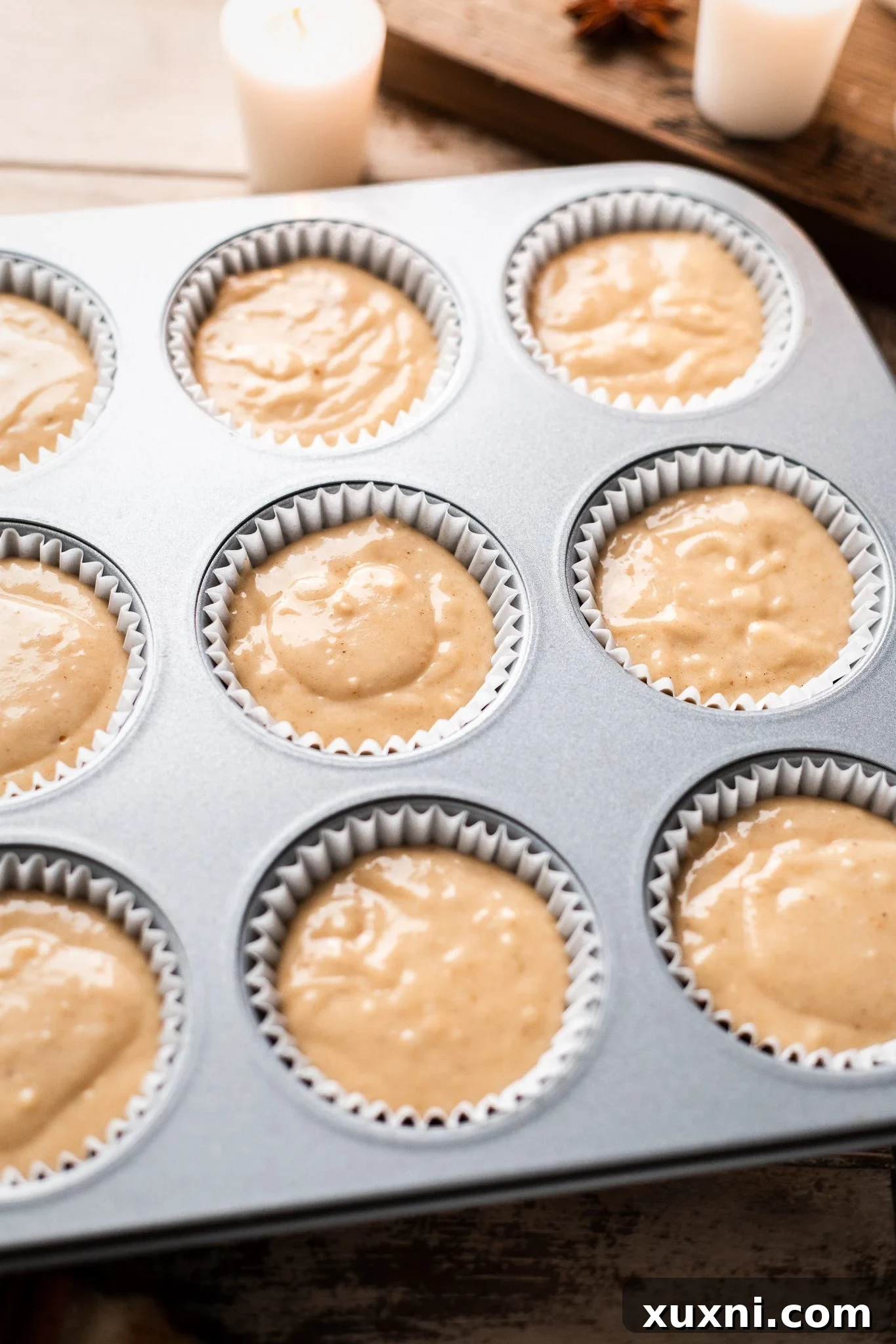 chai cupcakes before being baked
