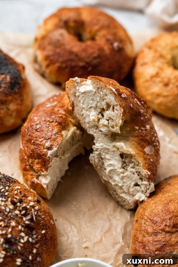 homemade vegan bagel on parchment paper