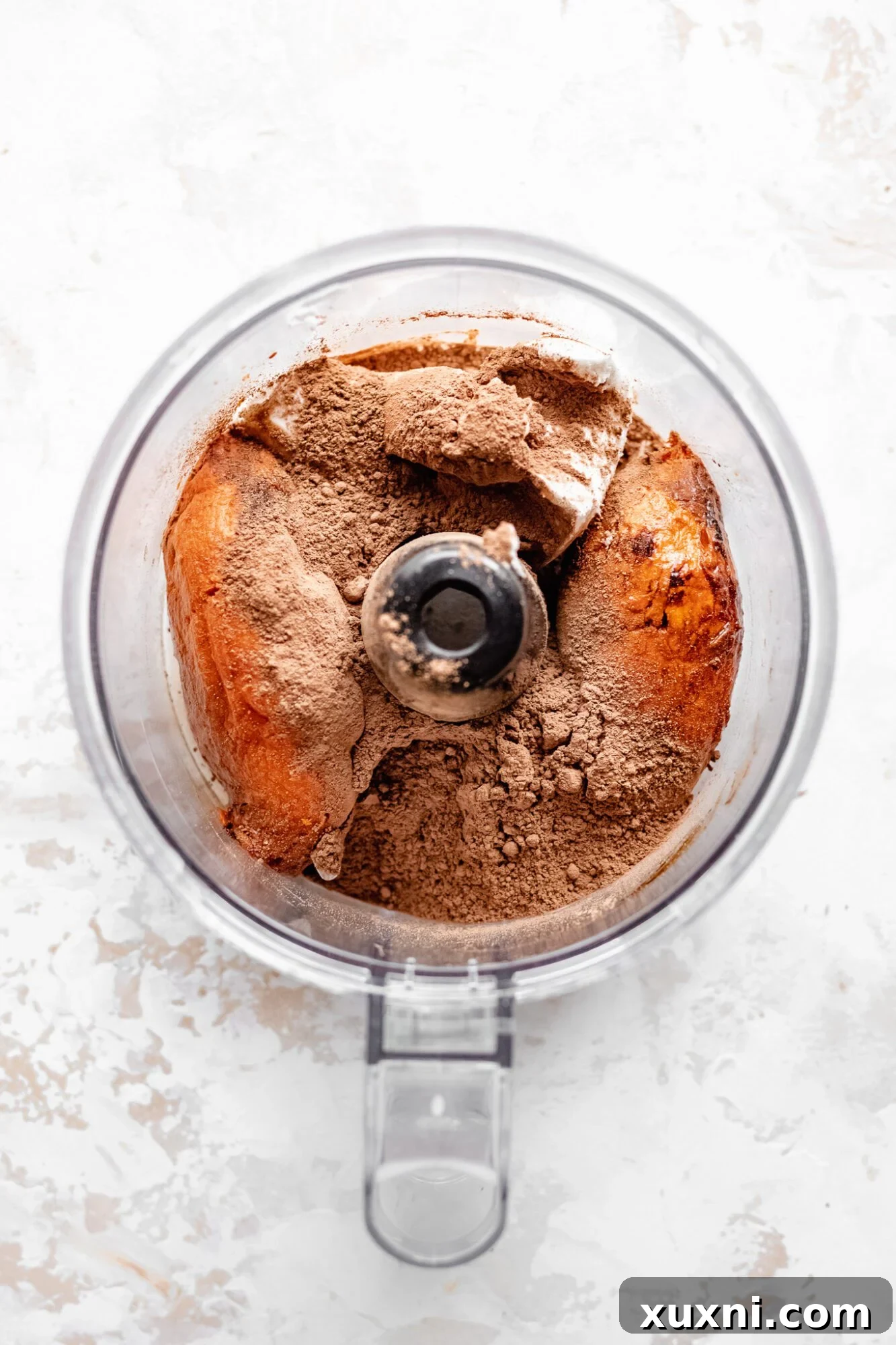 Guilt Free Sweet Potato Chocolate Mousse 6 mousse ingredients in food processor