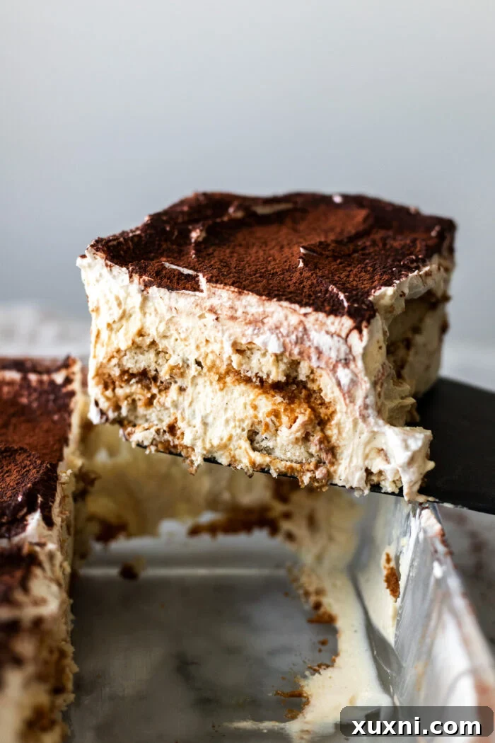 Dreamy Vegan Tiramisu No Cashews No Tofu 4 slice of tiramisu lifted from pan