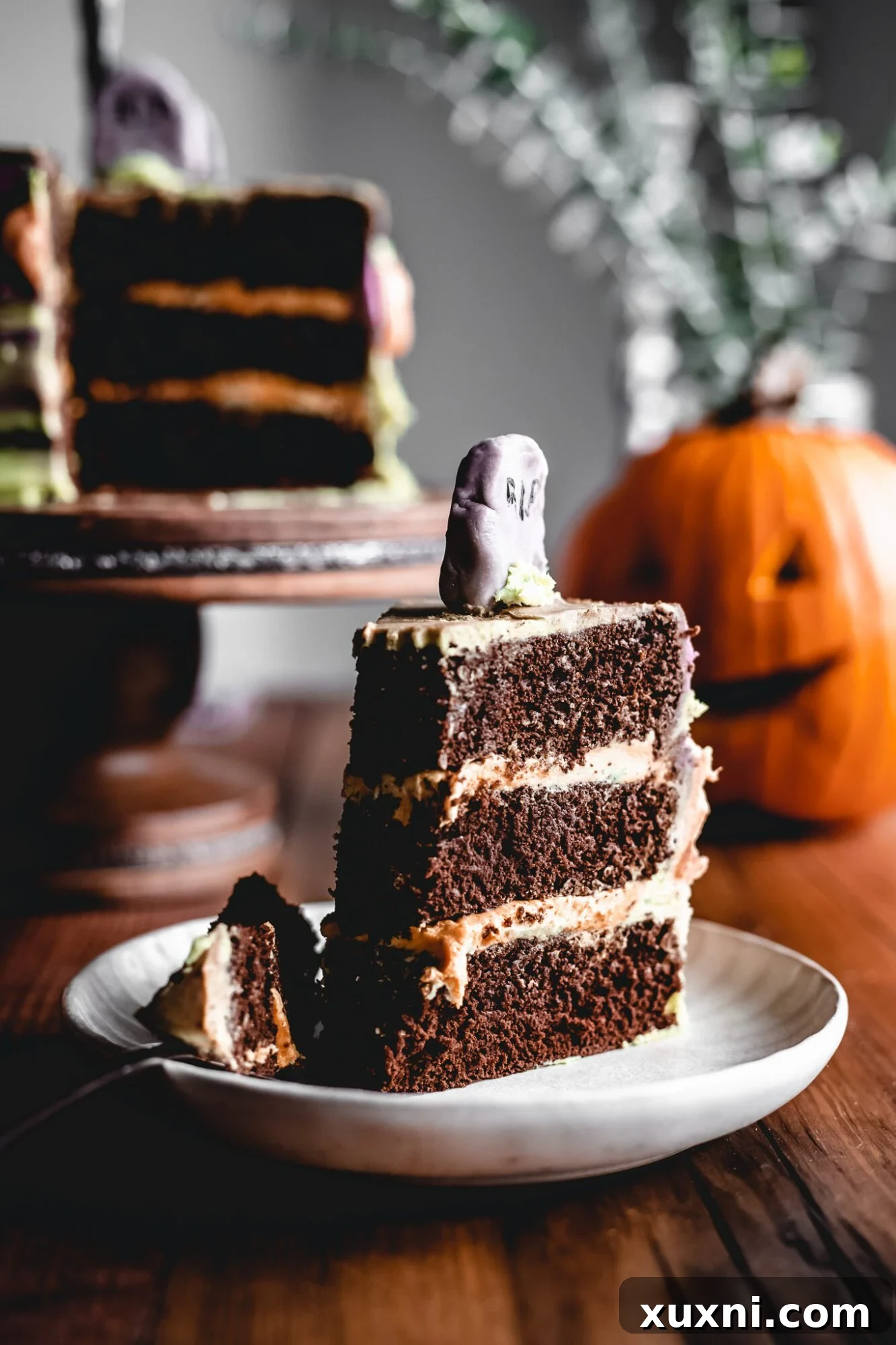 slice of vegan halloween cake