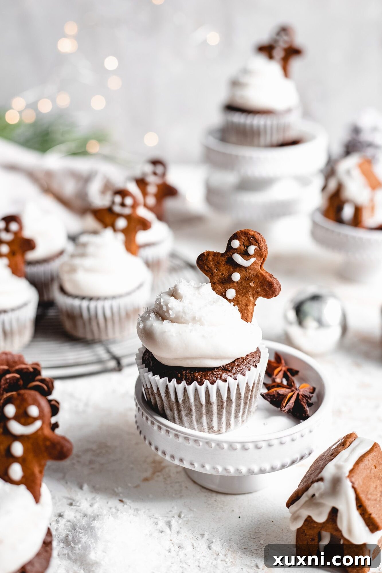 Vegan Gingerbread Cupcakes with Dairy Free Cream Cheese Frosting