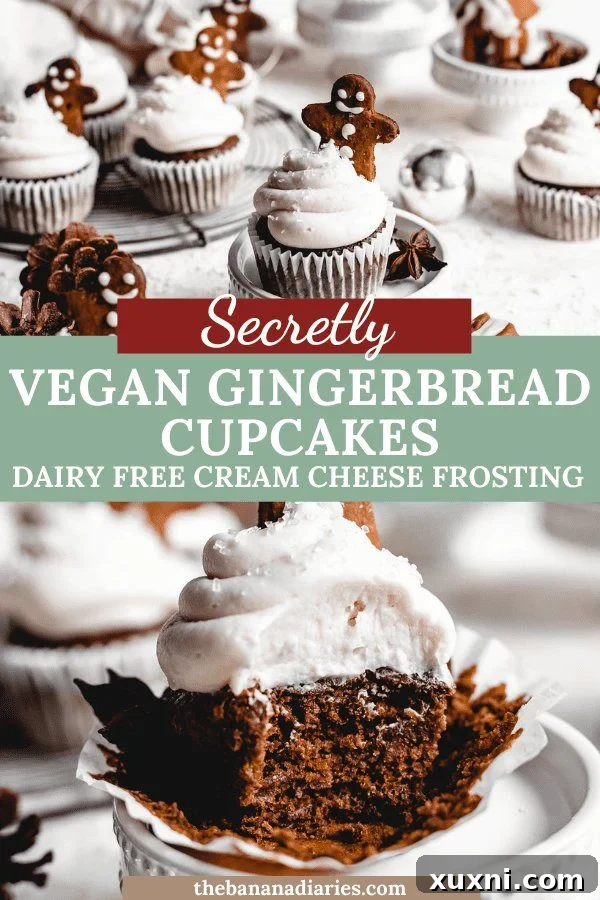 Vegan Gingerbread Cupcakes with Dairy Free Cream Cheese Frosting