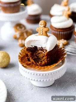 bite taken out of gingerbread cupcake
