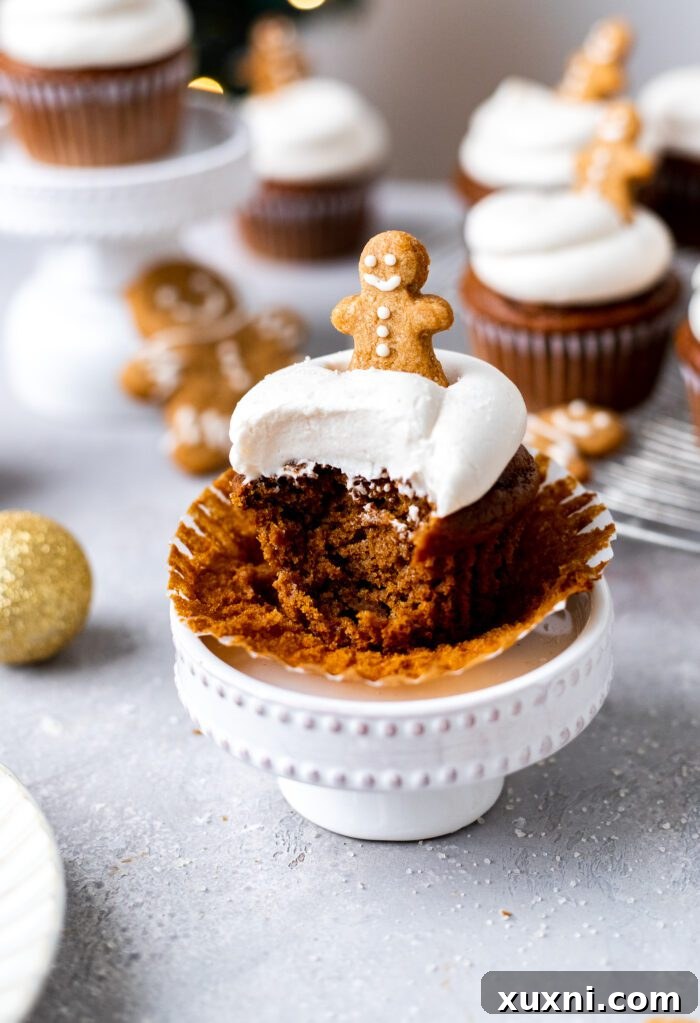 bite taken out of gingerbread cupcake 