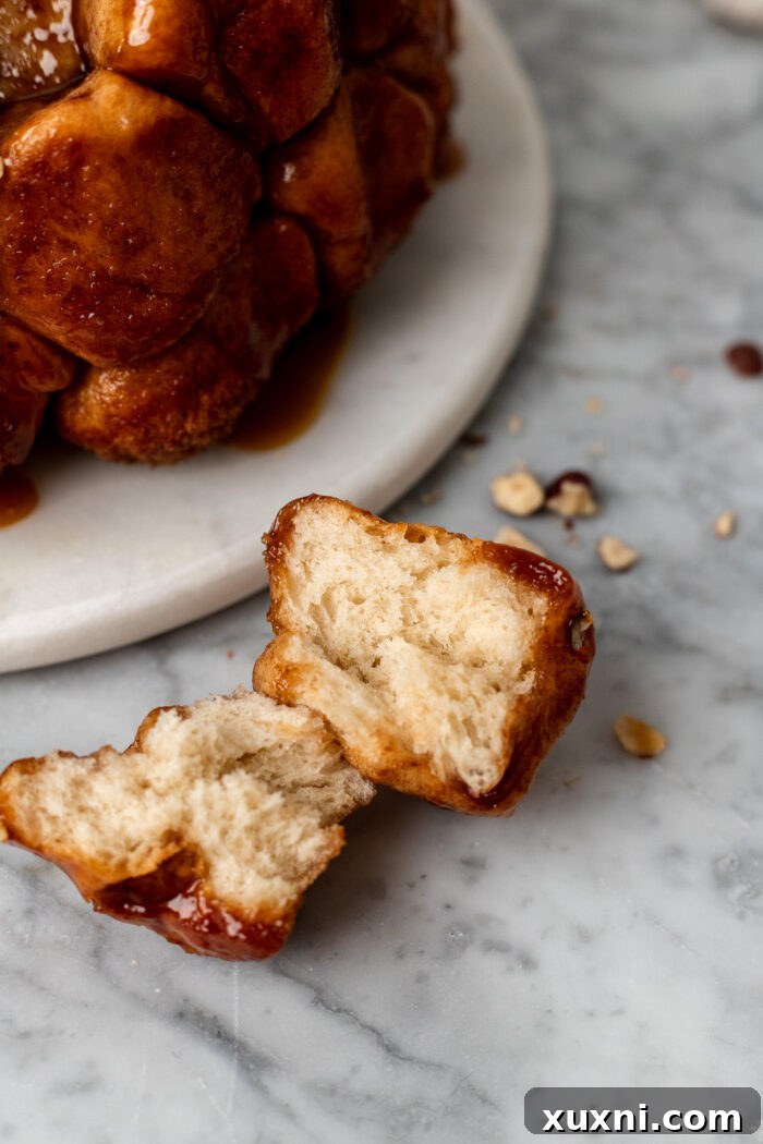 The Ultimate Easy Vegan Pull-Apart Bread 14 Individual baked piece of vegan monkey bread, showing its texture.