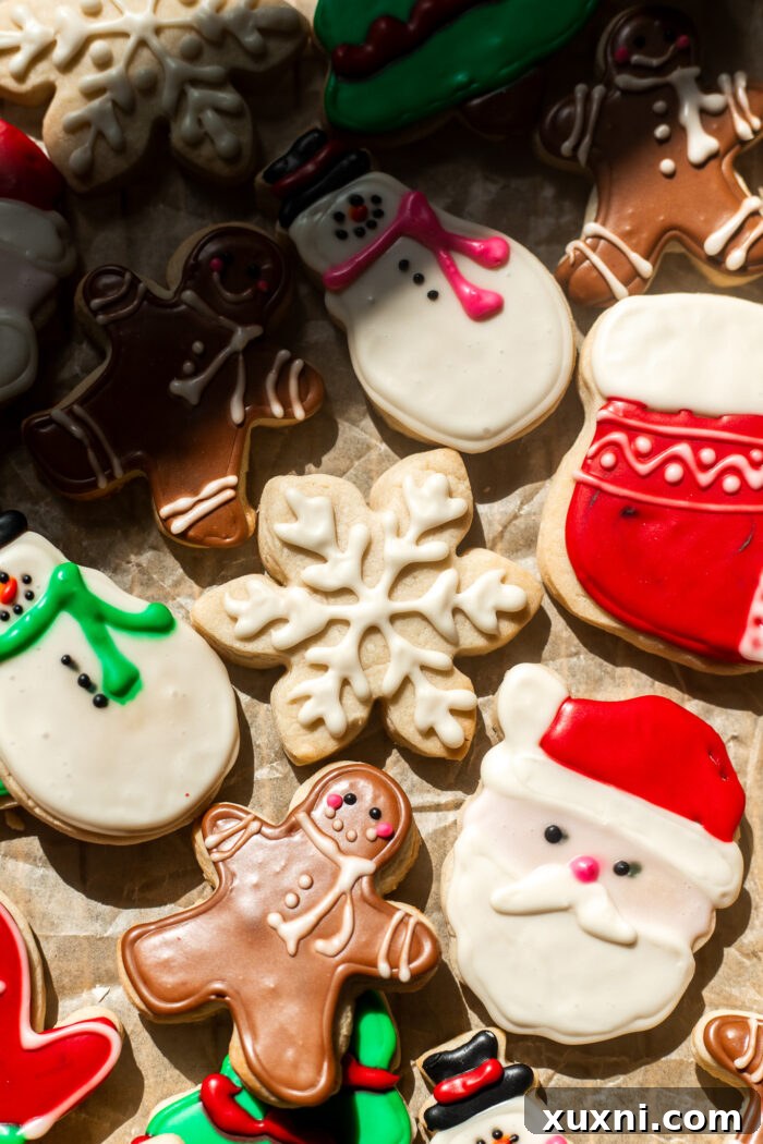 Artfully decorated vegan sugar cookies displayed in natural sunlight, highlighting their festive appeal.