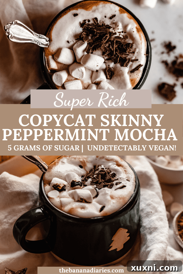 Homemade Skinny Peppermint Mocha (Vegan, only 5 grams of sugar!)