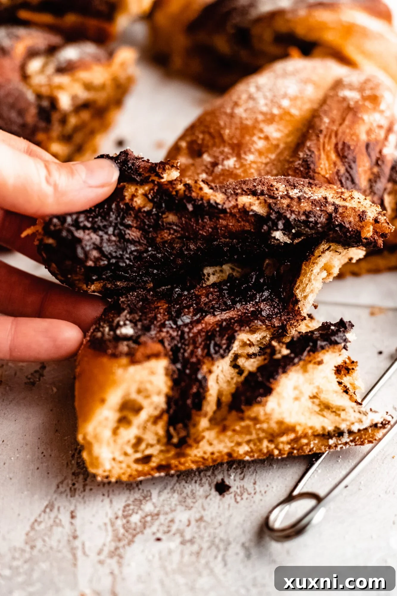 An irresistible vegan chocolate hazelnut bread wreath