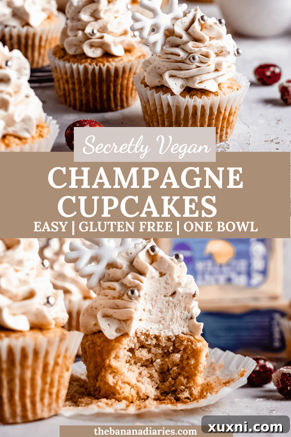 Muhteşem Vegan Şampanyalı Yılbaşı Kapkekleri 13 Pinterest graphic for Secretly Vegan Champagne Cupcakes
