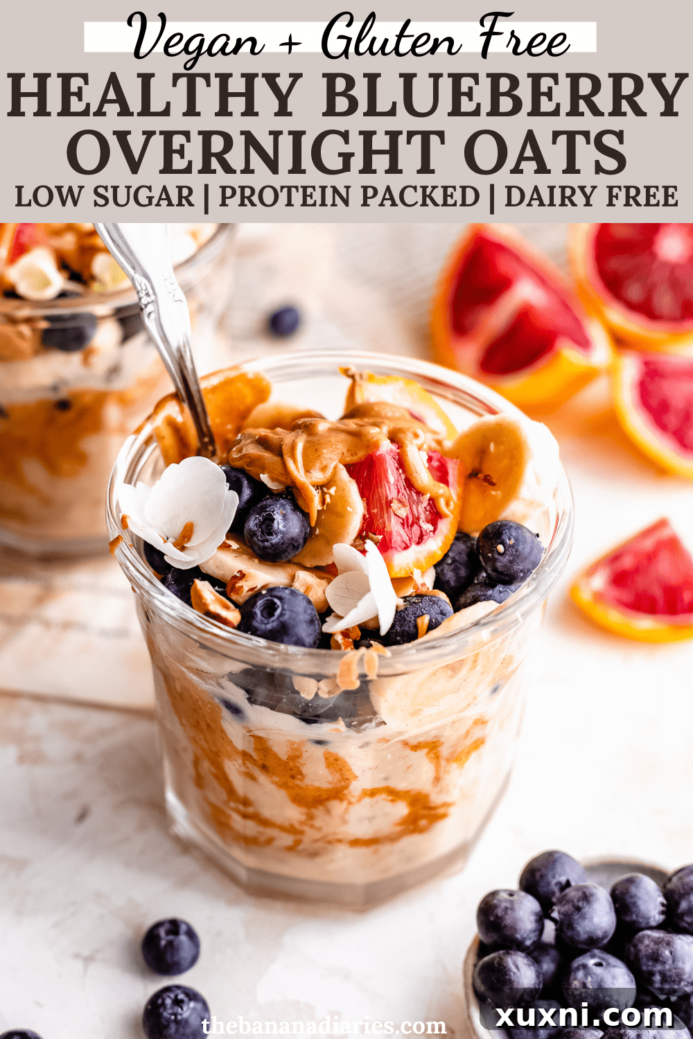 Healthy Blueberry Overnight Oats (Vegan, Gluten Free)