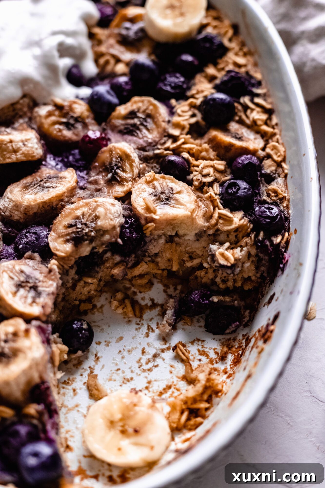 scooped vegan baked oatmeal
