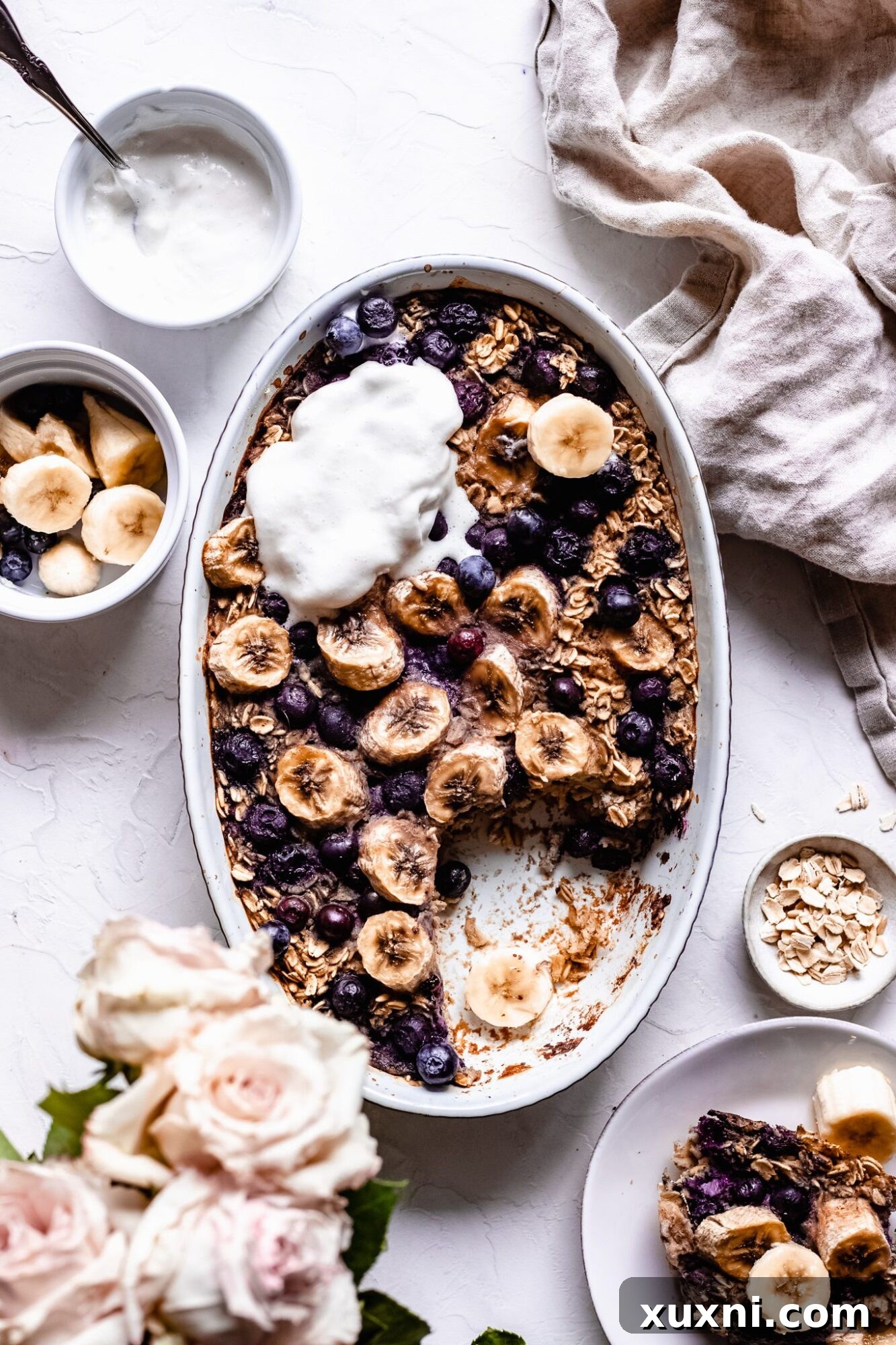 baked oatmeal with blueberries