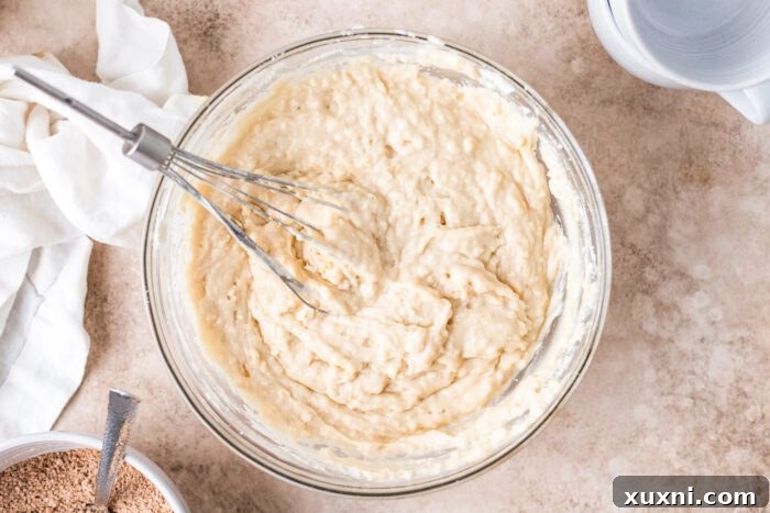 smooth vegan coffee cake batter in a bowl