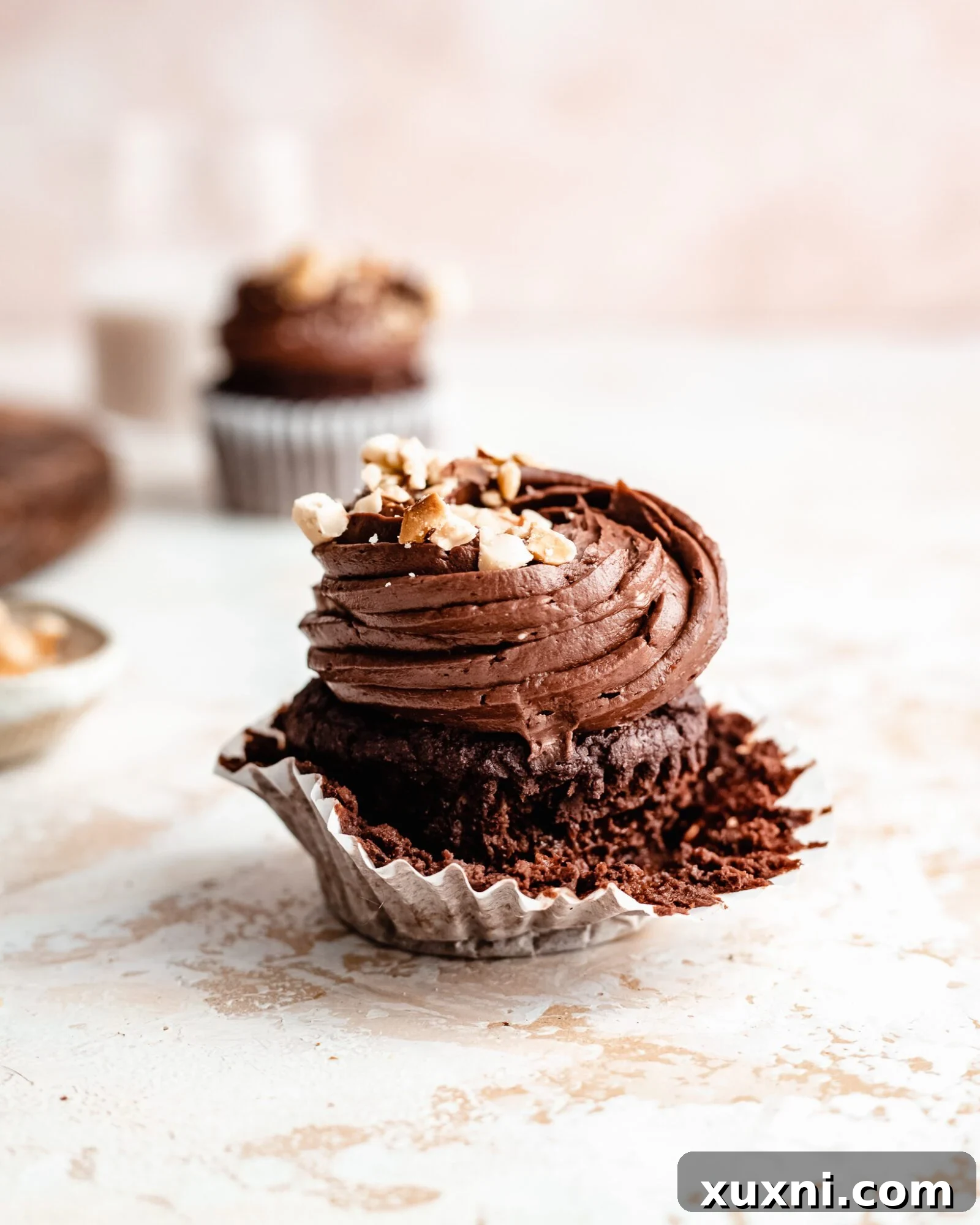 Ingredients for making vegan gluten-free chocolate hazelnut cupcakes