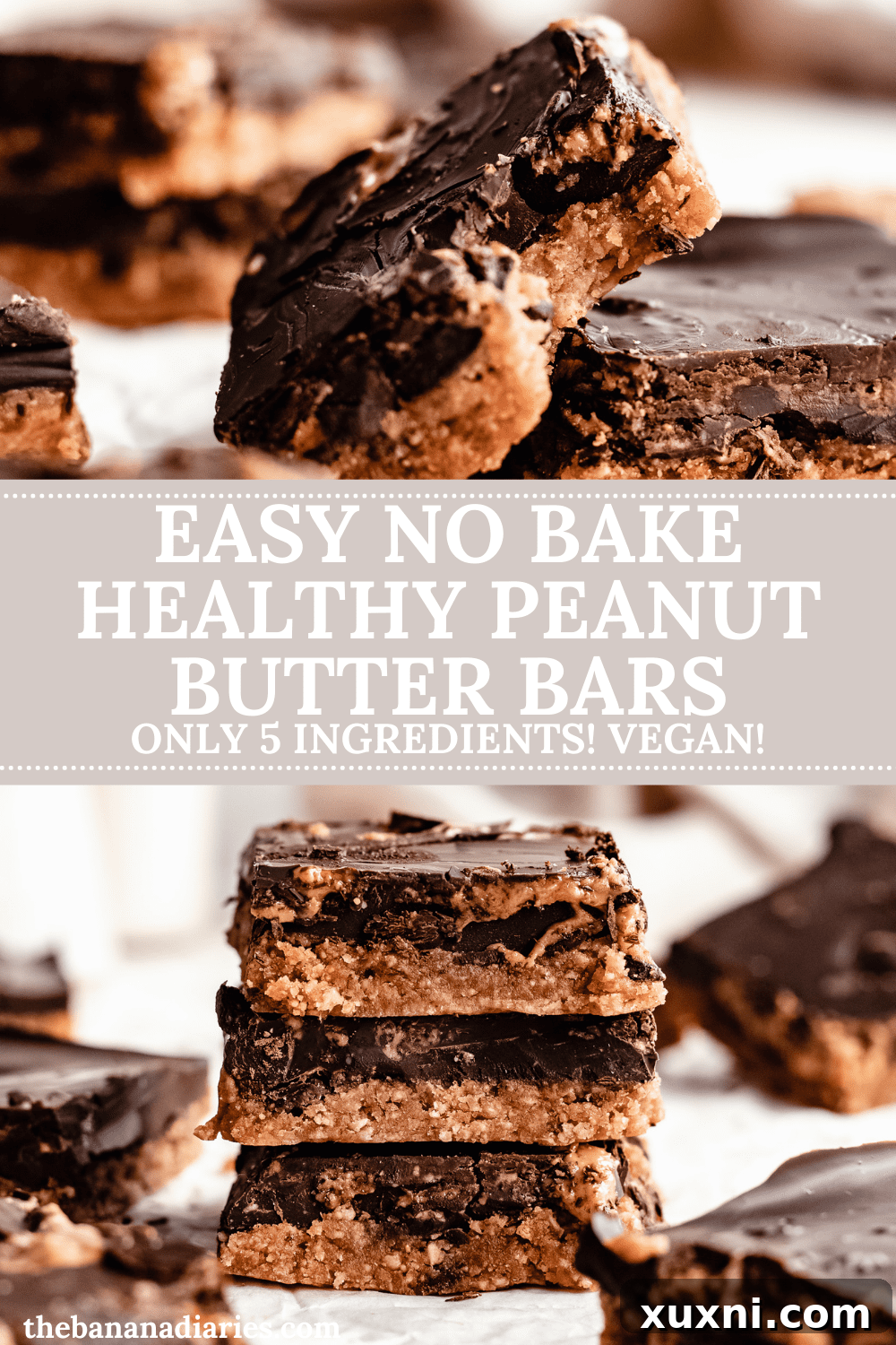 No Bake Healthy Peanut Butter Bars (Vegan + Gluten Free!)
