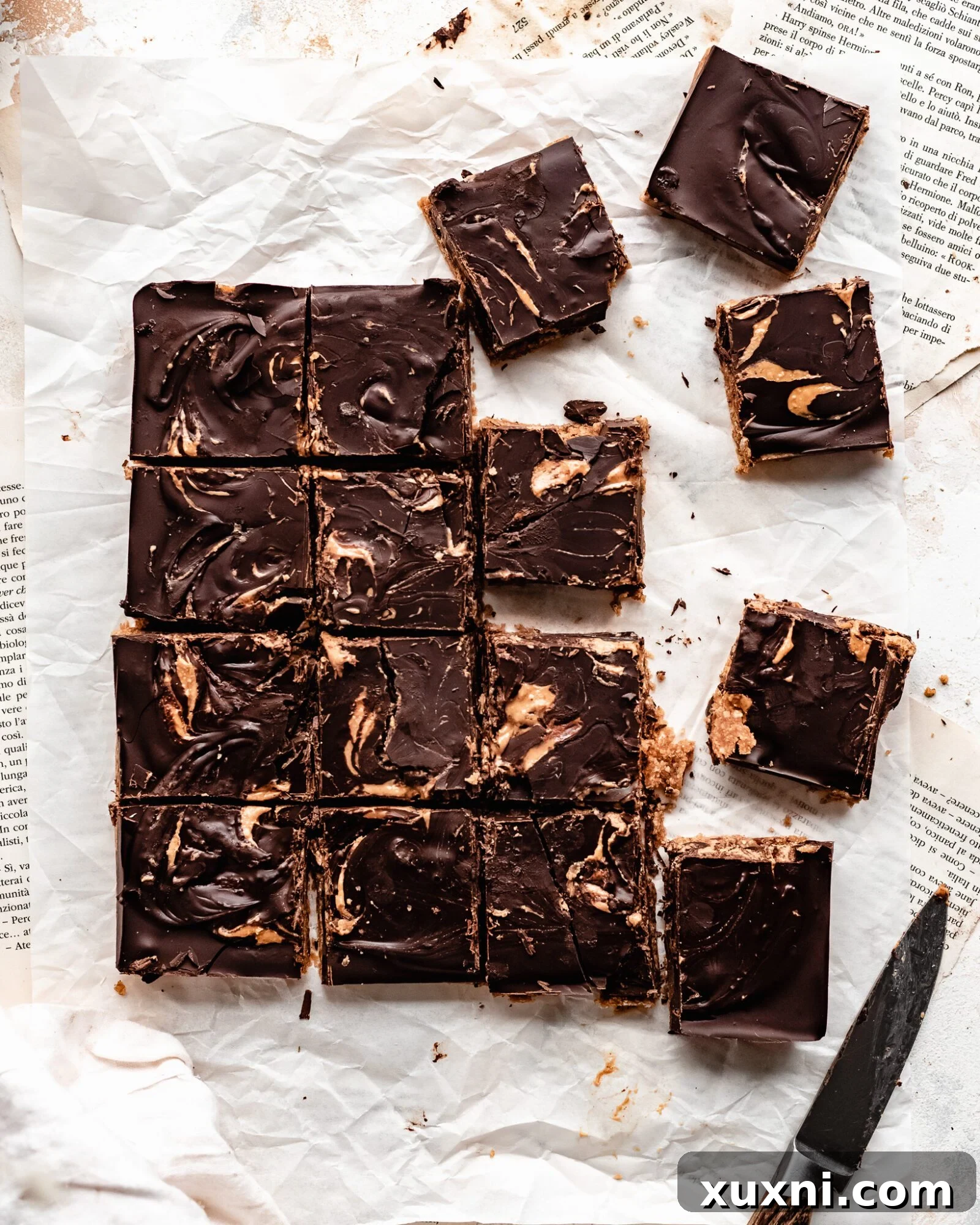 sliced vegan peanut butter bars