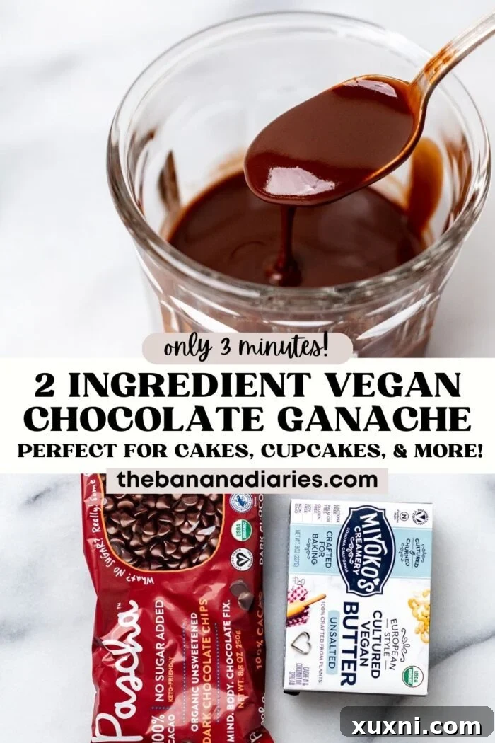 How to make 2 Ingredient Vegan Ganache in 2 minutes (No Coconut Cream!) pinterest pin