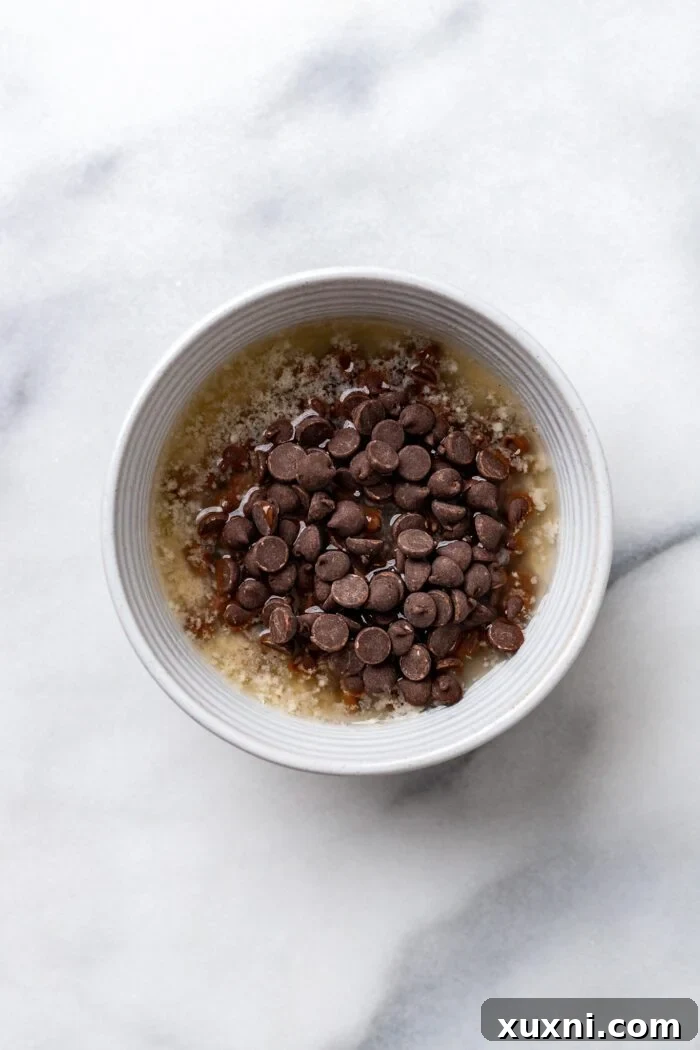 chocolate chips added to ganache