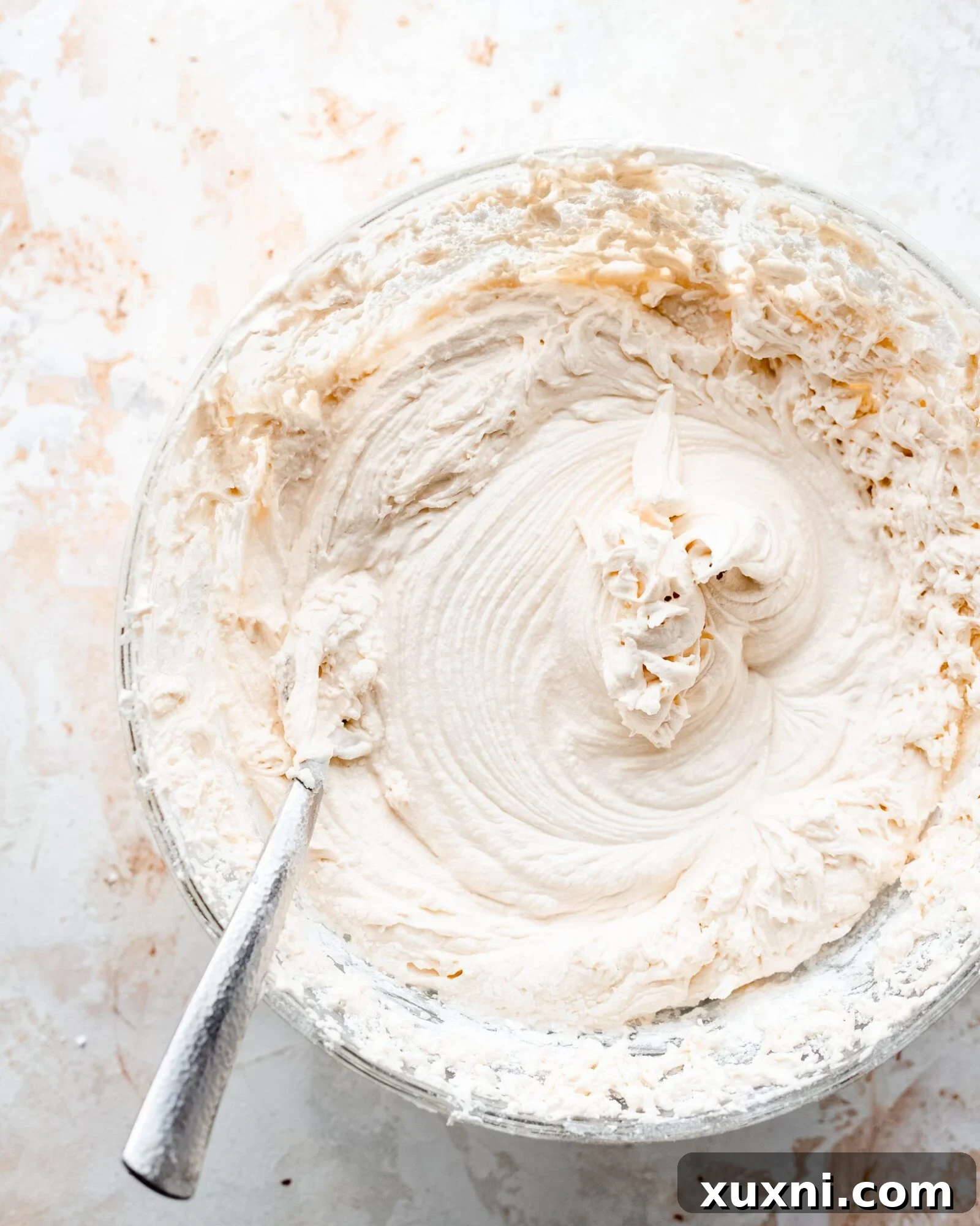 coconut whipped cream with stabilizer holding its shape perfectly