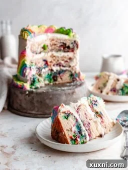 slice of rainbow cake