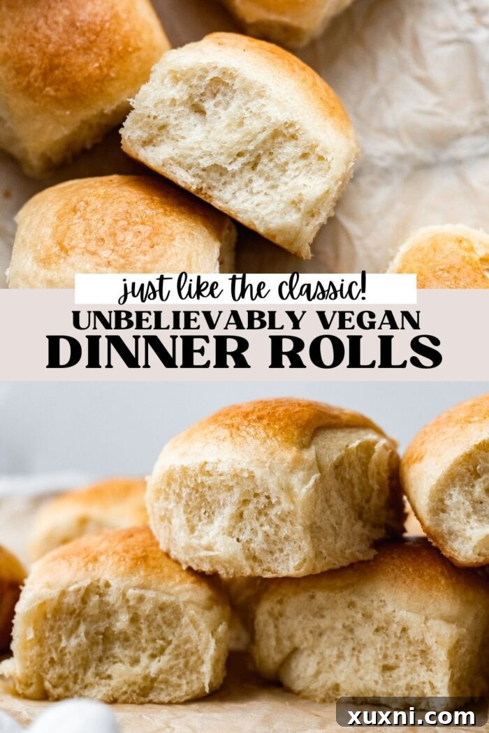 vegan dinner rolls Pinterest pin image