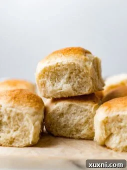 vegan dinner rolls stacked together