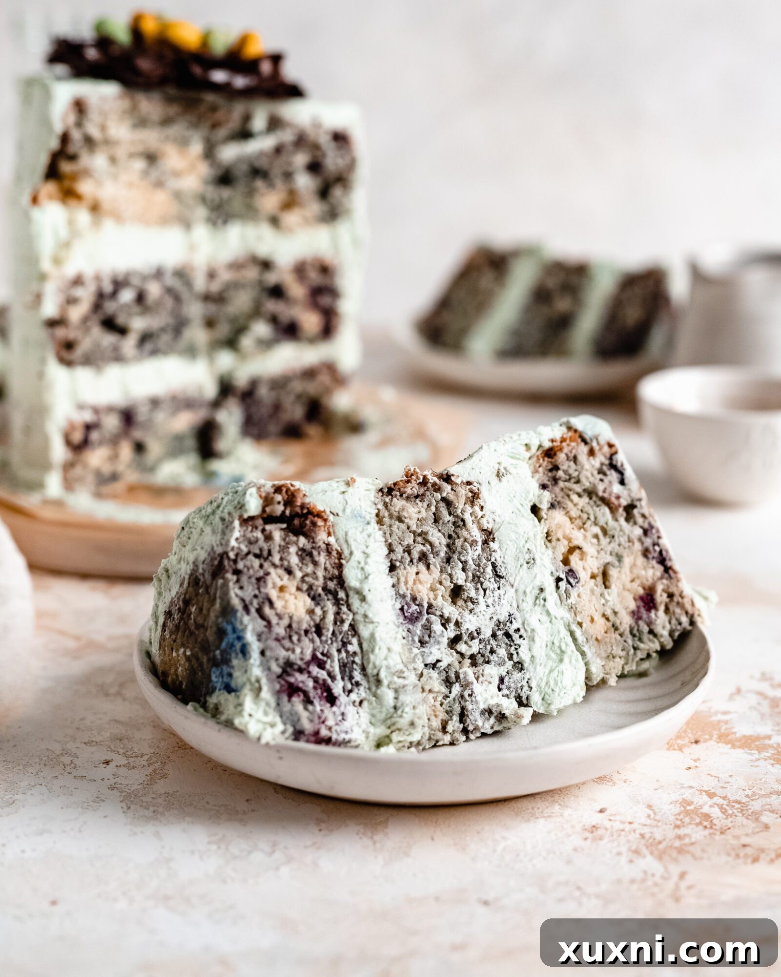 slice of blueberry swirl cake