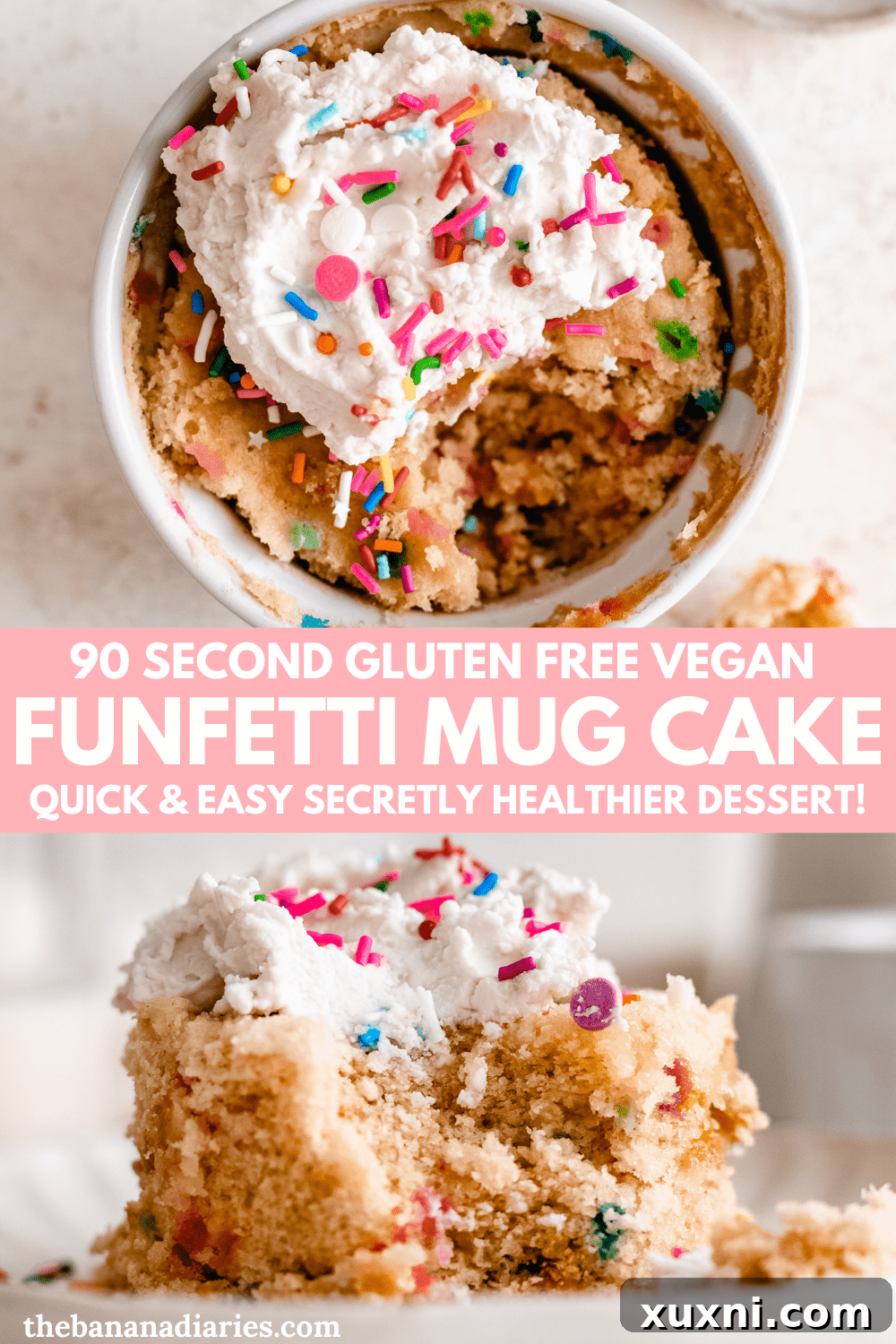Easy Funfetti Mug Cake (Vegan, GF, Oil Free!)