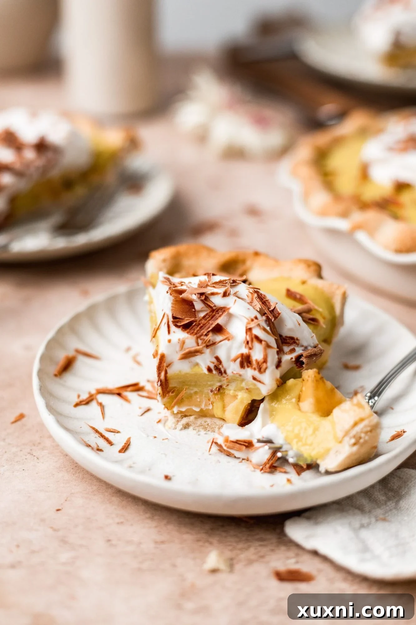 slice of vegan banana cream pie