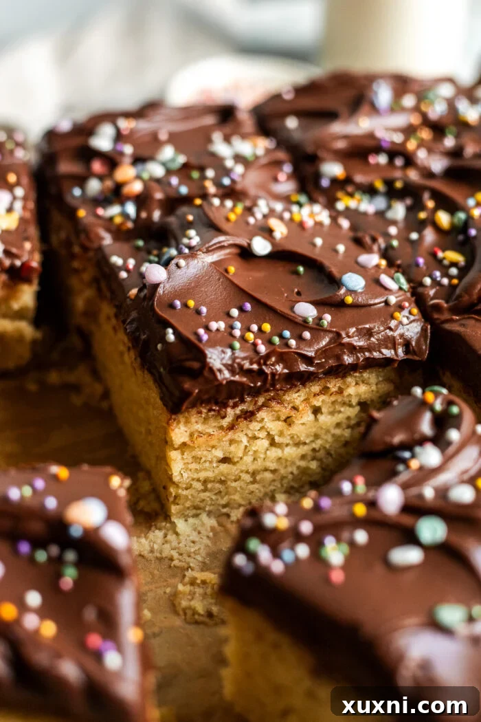 Sliced vegan birthday cake showing fluffy yellow cake layers