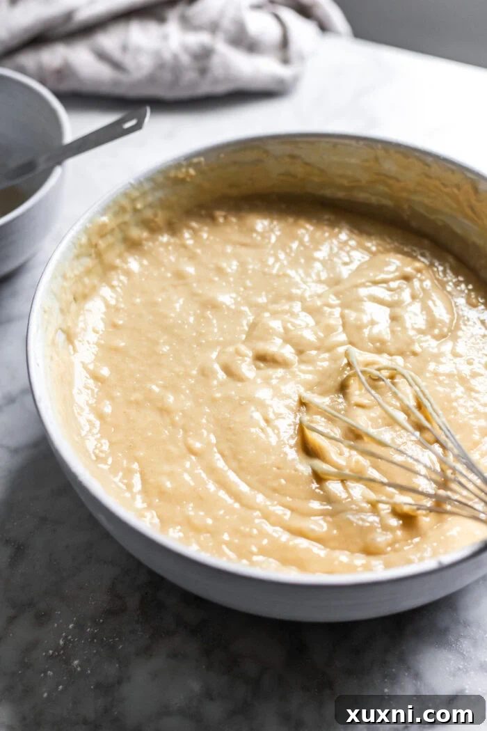 Vegan yellow cake batter in a bowl