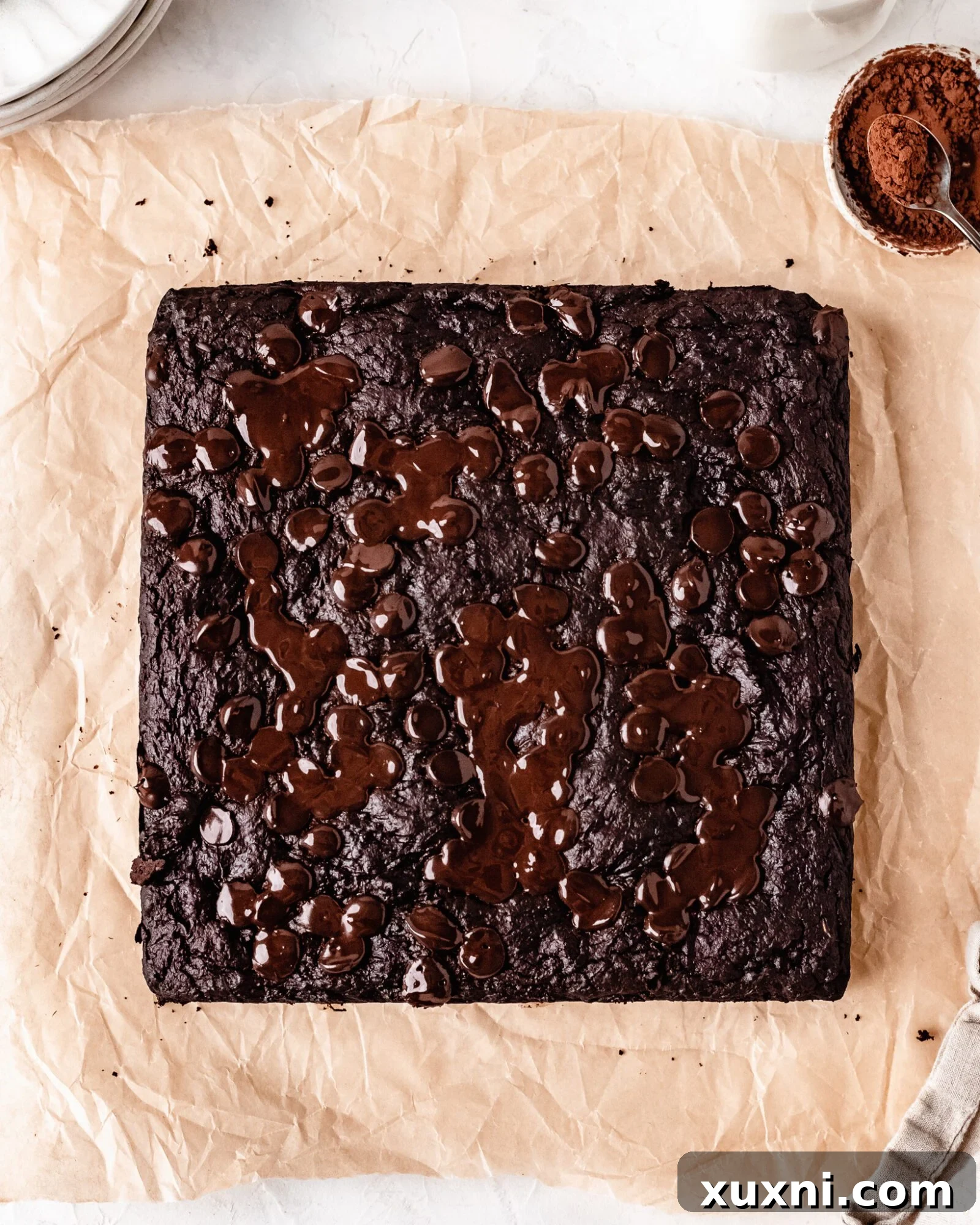 sliced courgette brownies