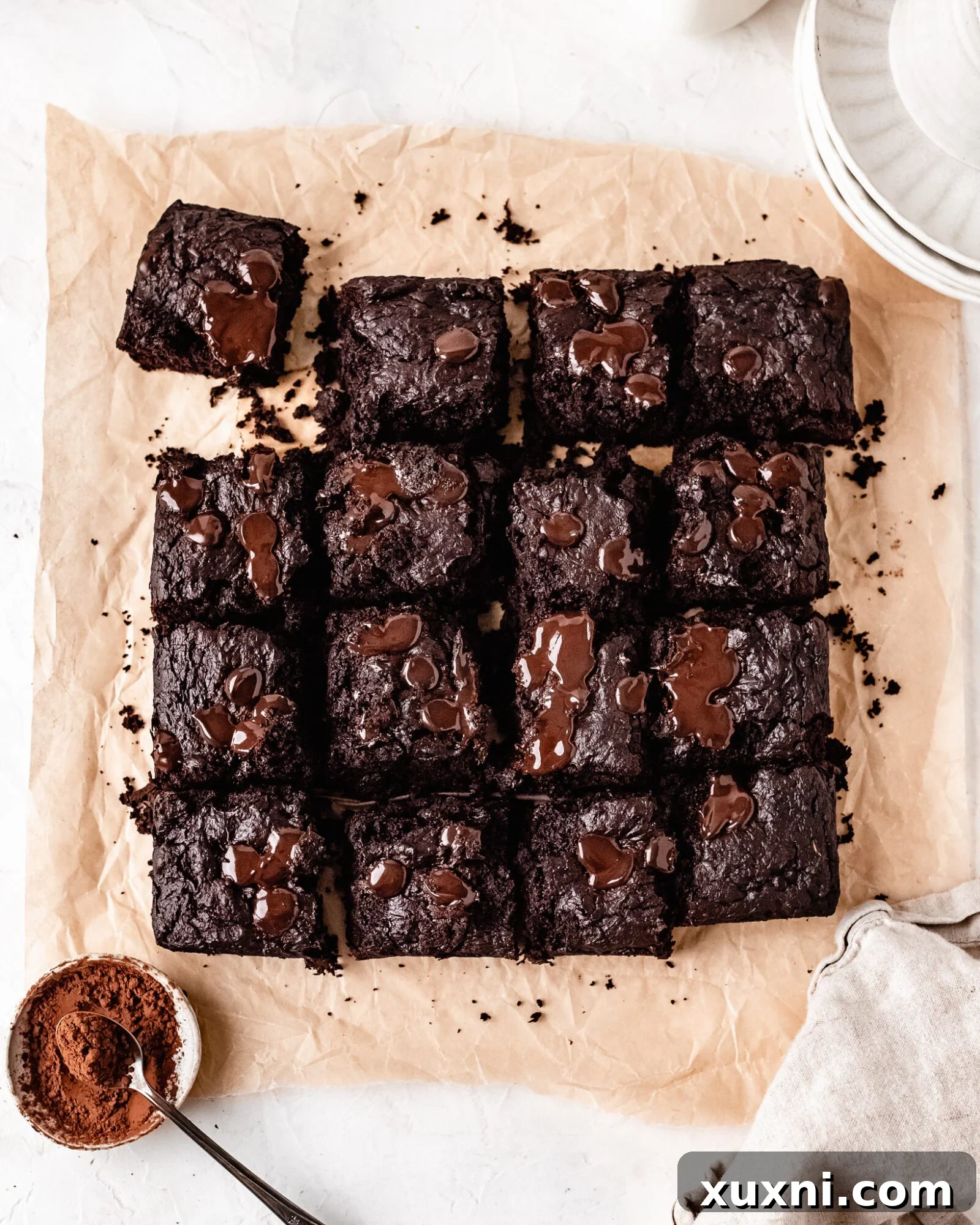 sliced healthy zucchini brownies