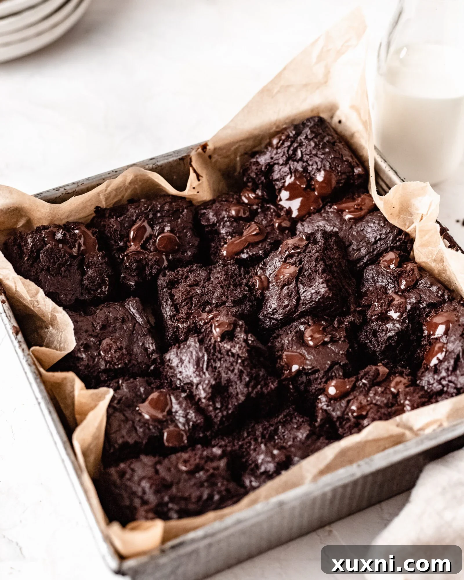 sliced vegan zucchini brownies